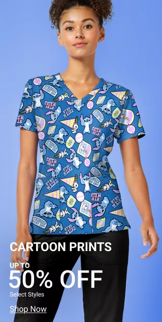 Cartoon Print Scrubs on Sale