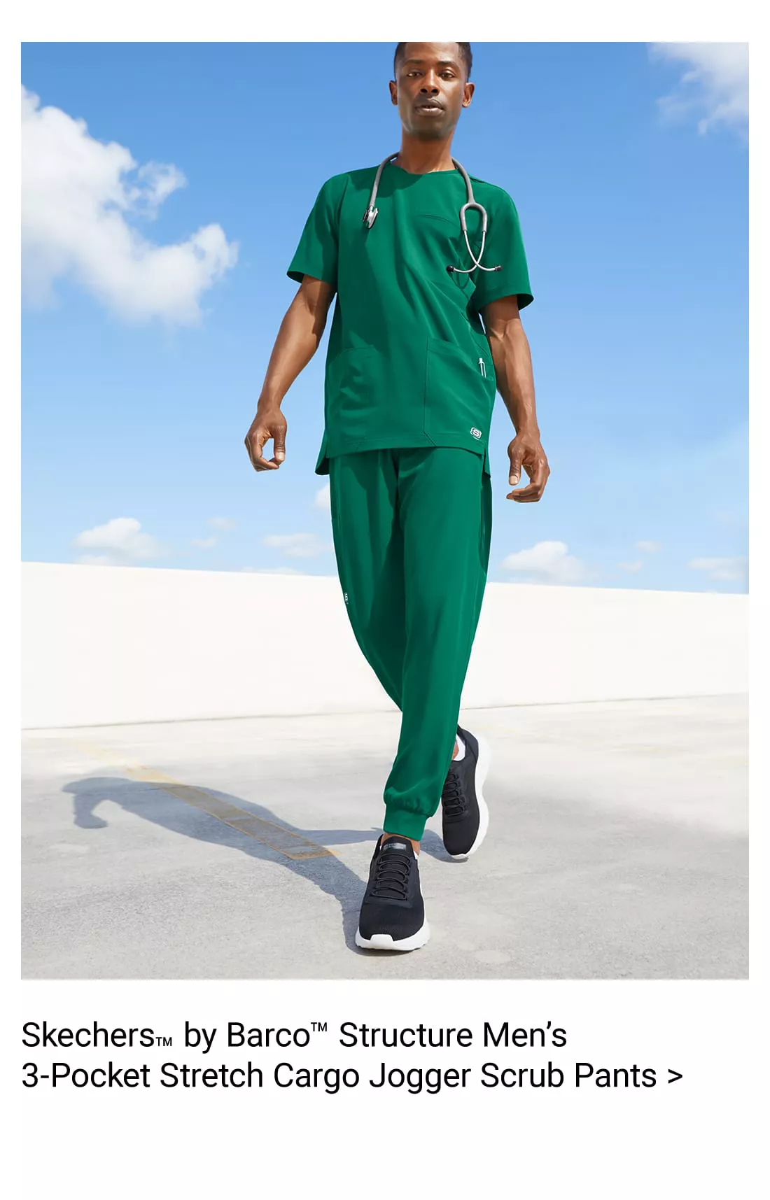 Skechers by Barco Structure Men&rsquo;s 3-Pocket Stretch Cargo Jogger Scrub Pant