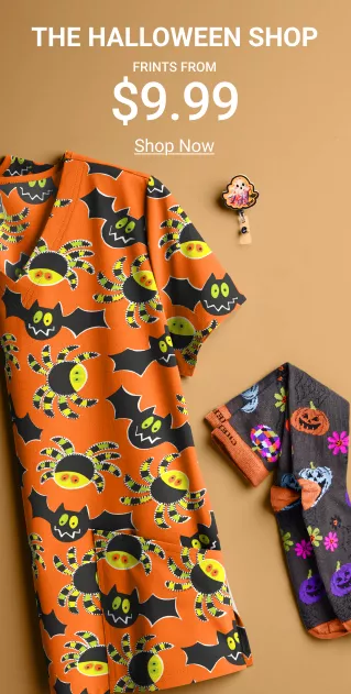Halloween Print Scrubs on Sale