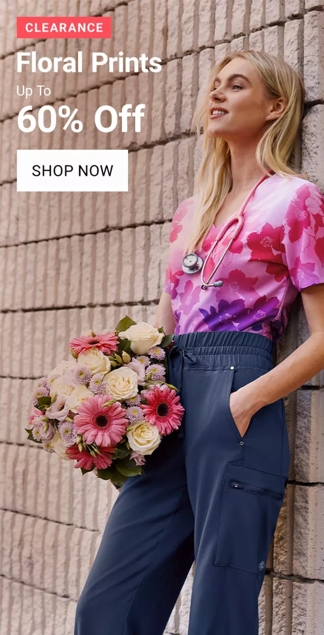 Floral Print Scrubs on Sale