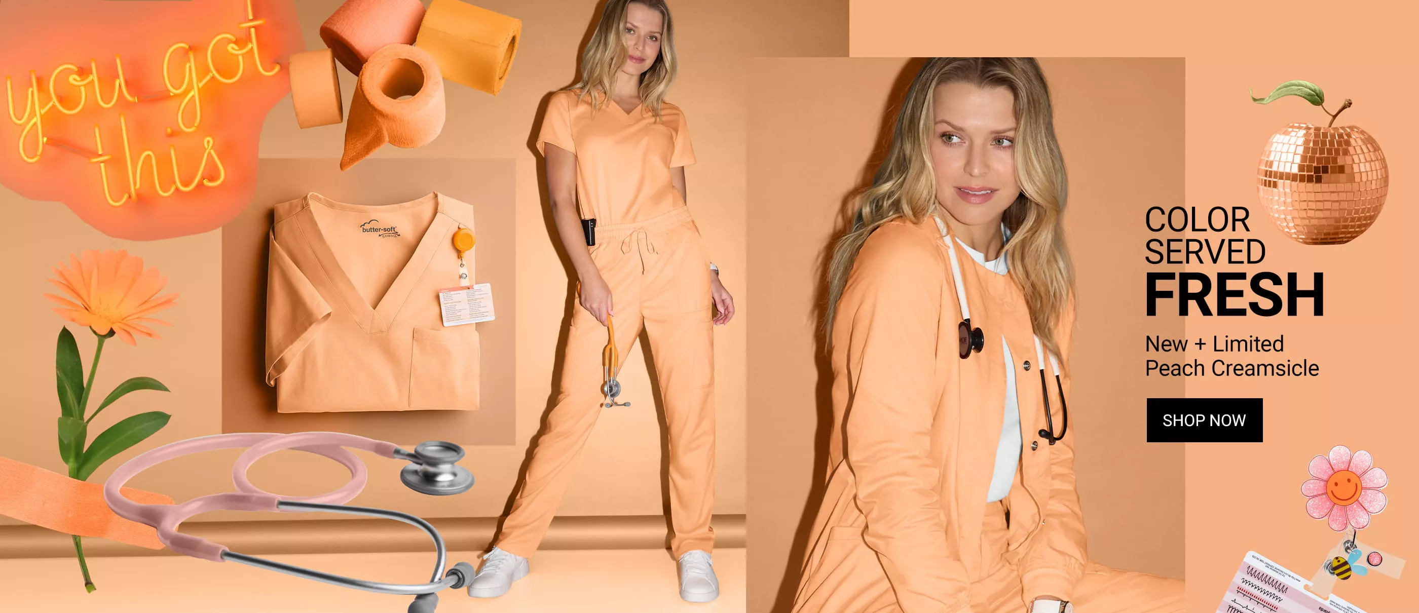 Peach Creamsicle Color Scrubs