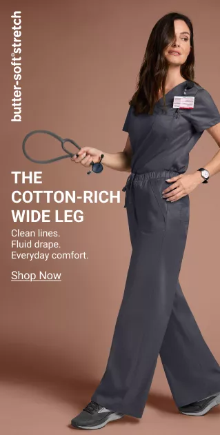 Butter-Soft Stretch Cotton Wide Leg Scrub Pant