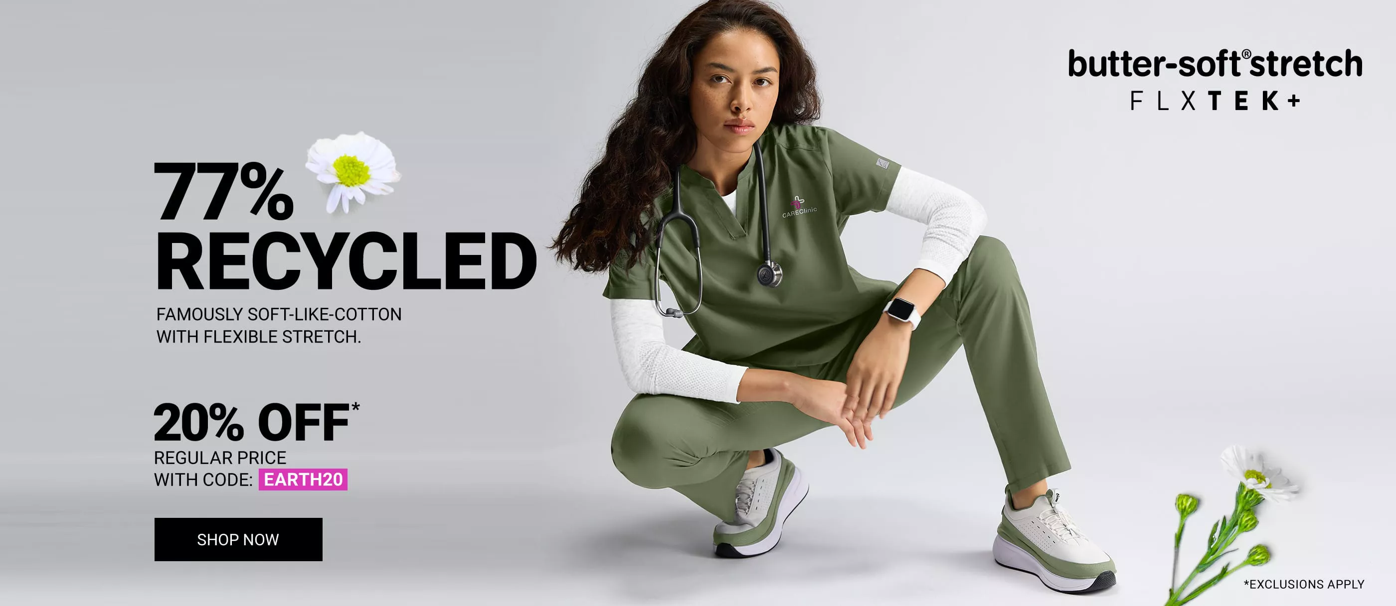 Butter-Soft Stretch Scrubs featuring FLXTEK+