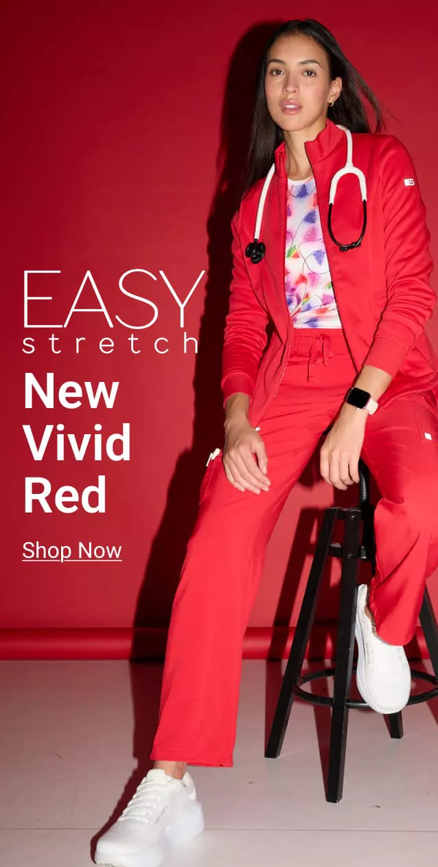 Easy Stretch Scrubs in Vivid Red