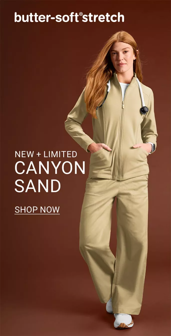 Butter-Soft Stretch Scrubs in Canyon Sand