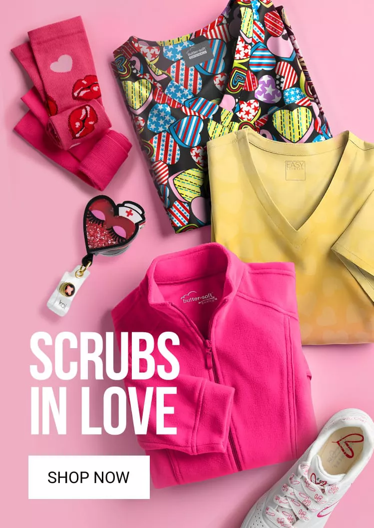 Shop Valentines Print Scrubs 