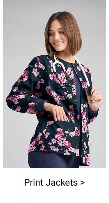 Women&rsquo;s Print Scrub Jackets 