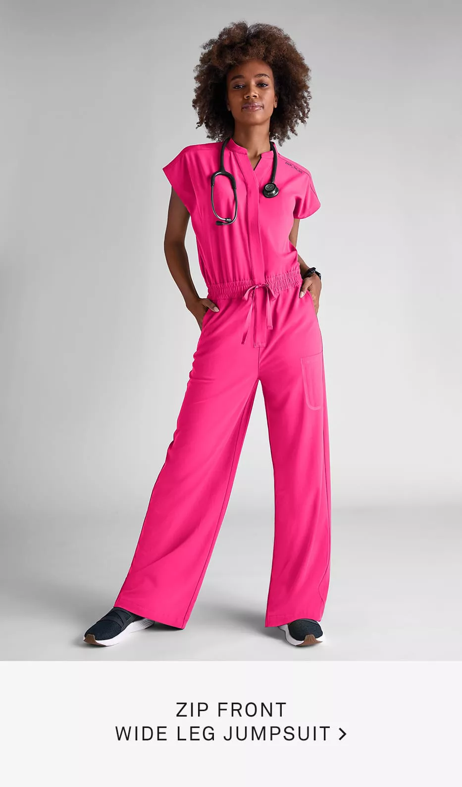 Zip Front Wide Leg Jumpsuit 