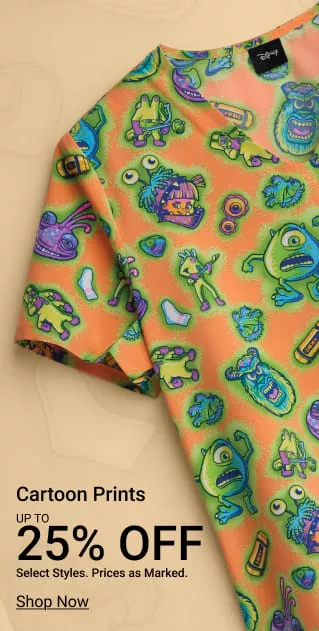 Cartoon Print Scrubs on Sale