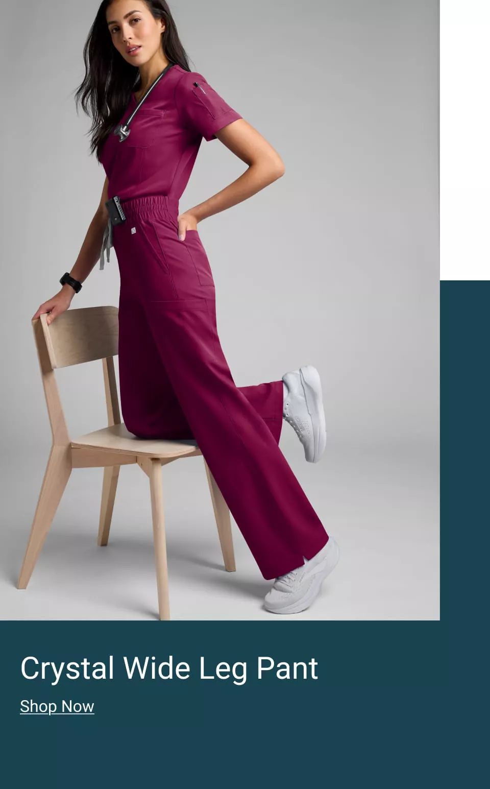 Crystal Wide Leg Scrub Pant