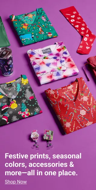 Christmas Shop Holiday Print Scrubs