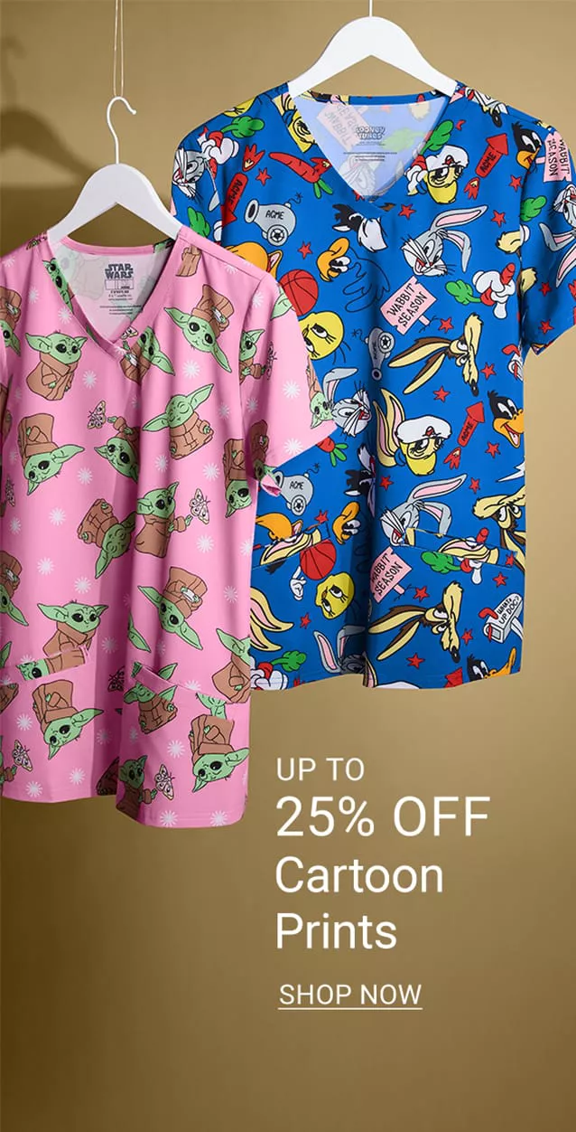 Cartoon Print Scrubs on Sale