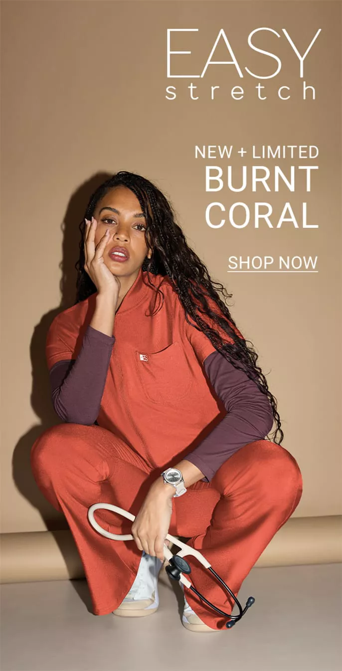 Easy Stretch Scrubs in Burnt Coral