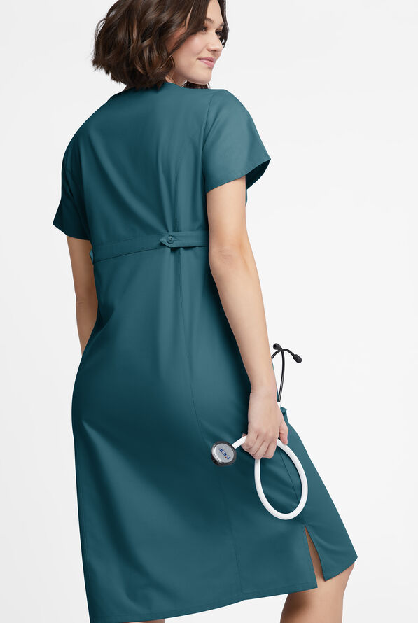 Butter-Soft Originals Women's 4- Pocket V-Neck Empire Waist Dress - Caribbean Blue - 3