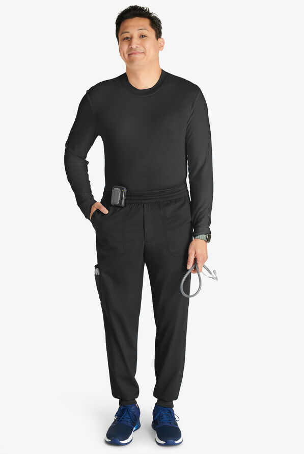 Pantalón médico Cherokee Workwear Revolution STRETCH estilo cargo jogger con cintura de malla y 6 bolsillos para hombre - Black - 4