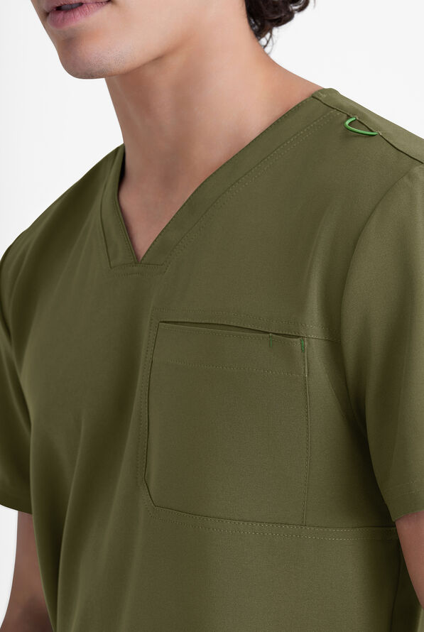 Grey's Anatomy by Barco Evolve STRETCH Journey Men's 1-Pocket Tuck In V-Neck Scrub Top - Fern - 4