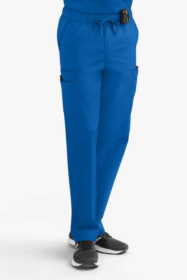 Butter-Soft STRETCH Men's 9-Pocket Zip Front Cargo Straight Leg Scrub Pants - Royal - 1