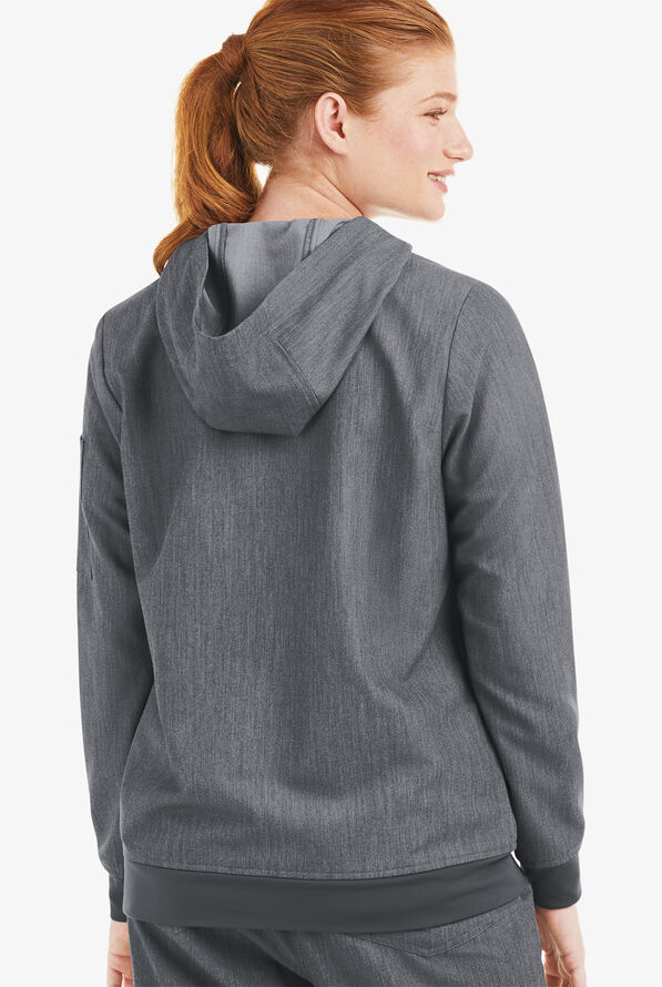 Sudadera m&eacute;dica MOVEMENT by Butter-Soft Sirius STRETCH con capucha y 4 bolsillos para mujer - Charcoal Heather - 4