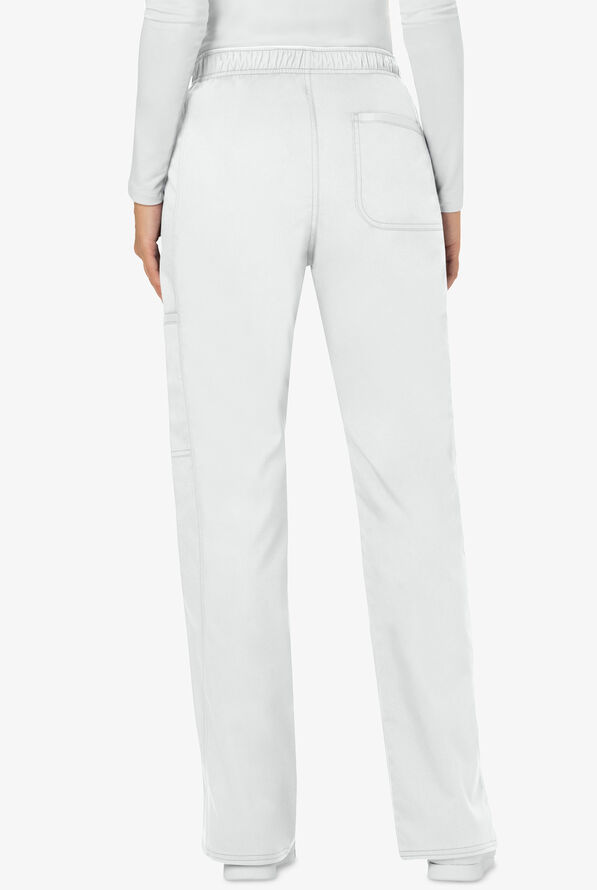 Cherokee Workwear Revolution Women's 5-Pocket STRETCH Drawstring Cargo Scrub Pants - Petite - White - 2