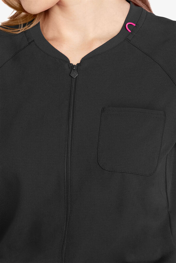 Med Couture Amp Women's 5-Pocket STRETCH  Zip Front Storm Cuff V-Neck Jumpsuit - Black - 4