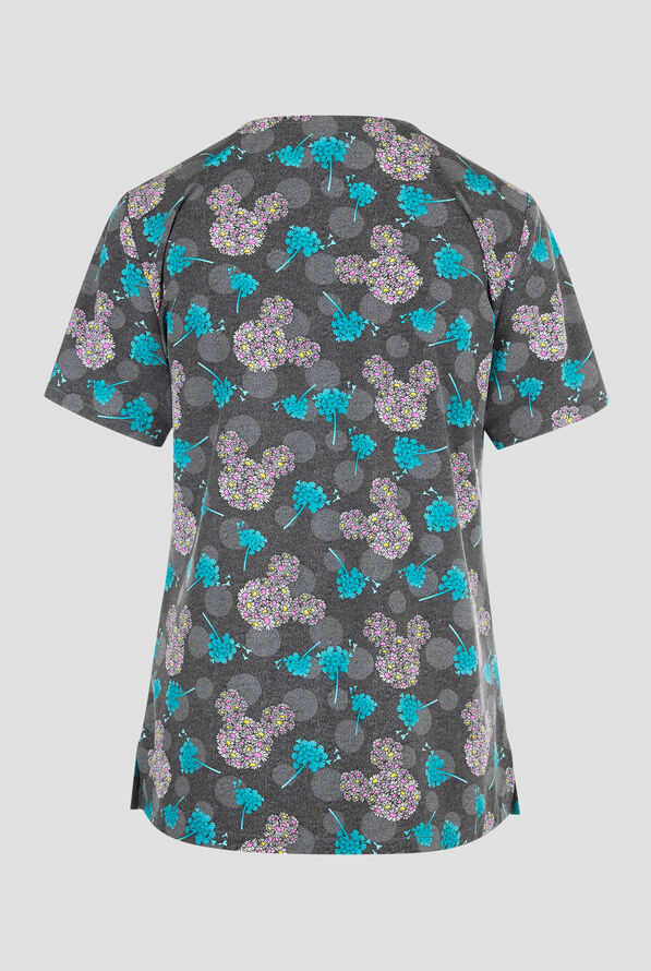 Tooniforms Disney's Dandy Mickey Women's 2-Pocket STRETCH V-Neck Print Scrub Top - null - 2