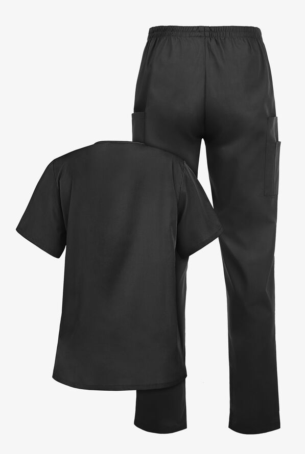 Strictly Scrubs Women’s 6-Pocket Scrub Set - Black - 2