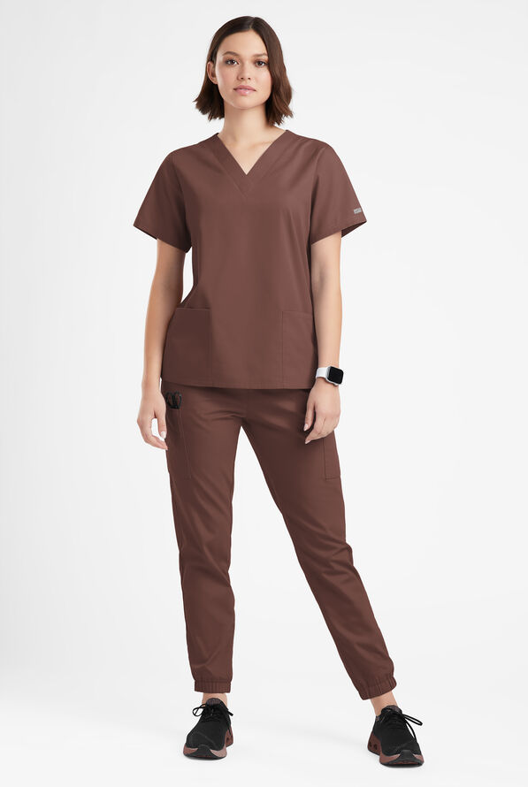 Blusa médica Butter-Soft Originals con cuello en V y 2 bolsillos para mujer - French Roast - 2