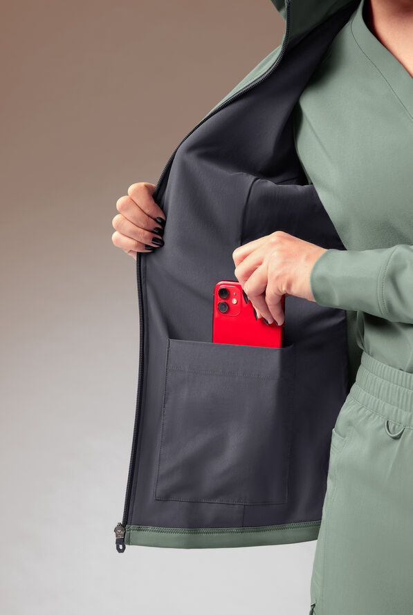 Hypothesis Super-Dermal Women’s Zip Front Multi-Pocket Scrub Jacket - Mineral/Pewter - 6
