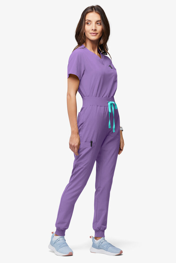 Easy Stretch EcoGrid Ariel Women's 1-Pocket Tuck In/Wear Out Scrub Top - Ultraviolet Light - 6
