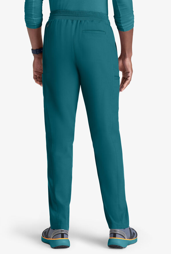 Grey's Anatomy by Barco Spandex STRETCH Hudson Men's 6-Pocket Slim Straight Cargo Scrub Pants - Bahama Blue - 2