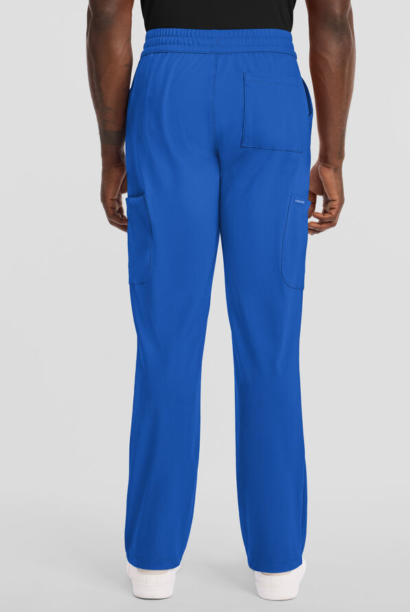 Cherokee Achieve Men's 5-Pocket STRETCH Straight Leg Cargo Knit Scrub Pants - Royal - 4