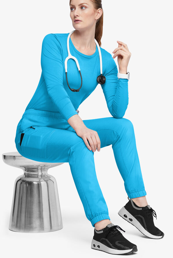 Strictly Scrubs Women's 7-Pocket Tapered Jogger Cargo Scrub Pants - Turquoise - 4