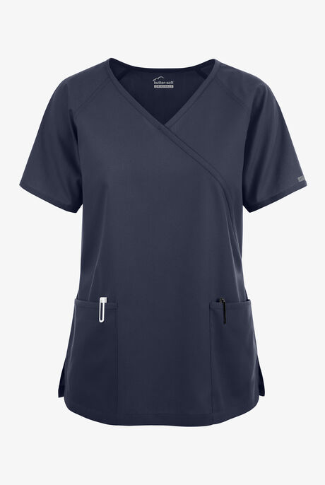 Butter-Soft Originals Women's 3-Pocket Mock Wrap Scrub Top