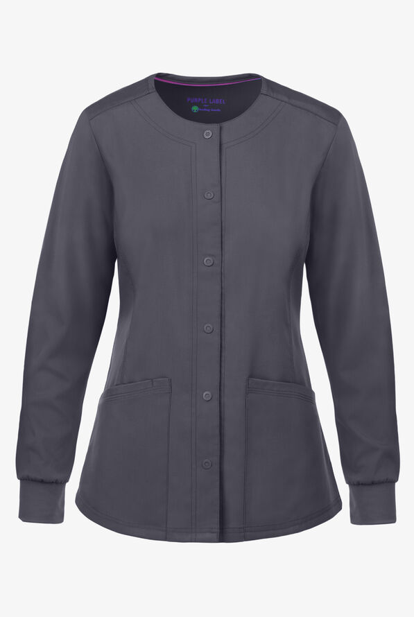 Healing Hands Purple Label Daisy Women's 4-Pocket STRETCH Scrub Jacket - Pewter - 1