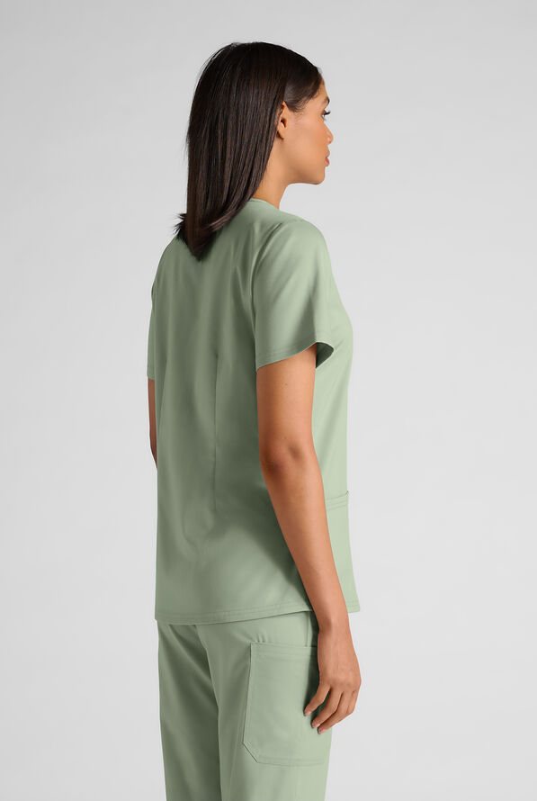 Butter-Soft STRETCH Women's 4-Pocket V-Neck Scrub Top - Sage Green - 2