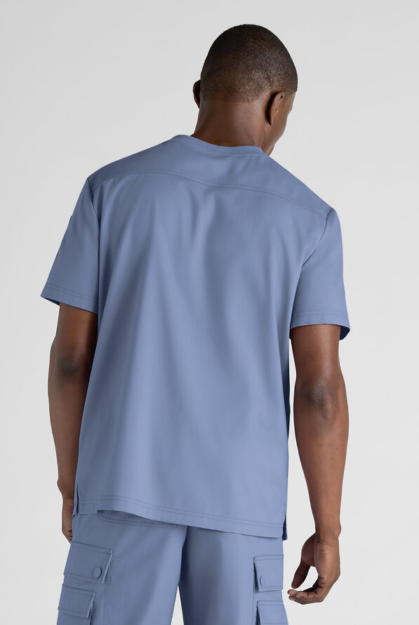 Advantage STRETCH Men's 3-Pocket Crew Neck Scrub Top - Ceil Blue - 7