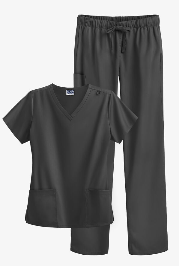 Strictly Scrubs STRETCH Women's 4-Pocket Scrub Set - Tall - Pewter - 1