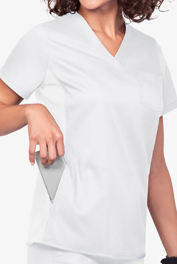 UA Flex2 VNeck Scrub Top with Knit Side Panels, Stretch Scrubs