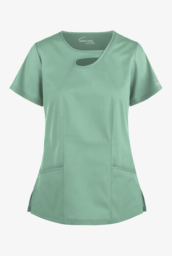 Butter-Soft STRETCH Women's 2-Pocket Asymmetric Keyhole Scrub Top
