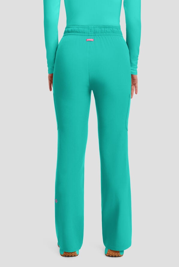 Med Couture Amp Women's 4-Pocket STRETCH High Waist Flare Leg Cargo Scrub Pant - Teal Tonic - 3