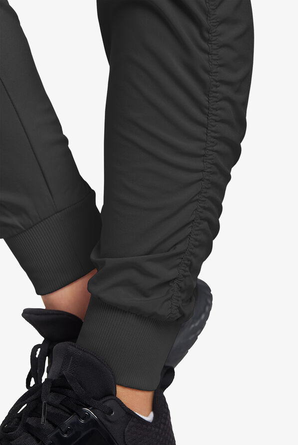 Pantalón médico White Cross FIT STRETCH Petite estilo jogger fruncido con 4 bolsillos para mujer - Black - 4