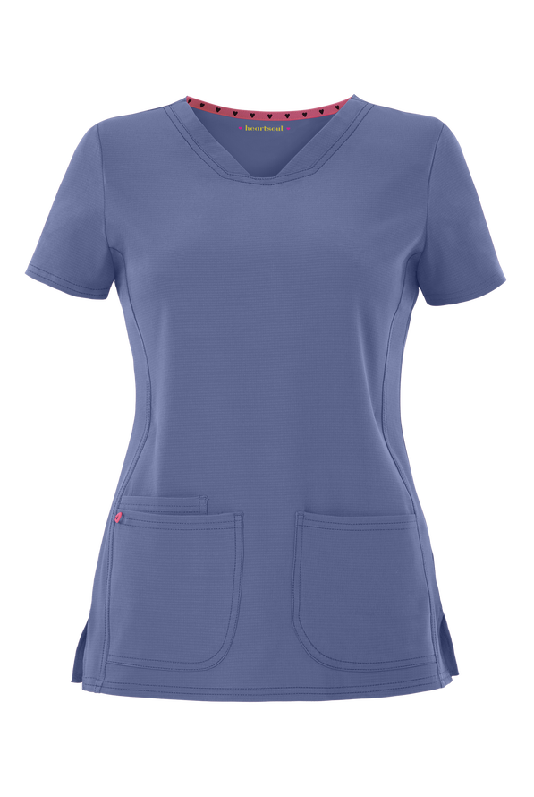 heartsoul Break On Through Women's 3-Pocket Pitter-Pat V-Neck Scrub Top - Ceil Blue - 1