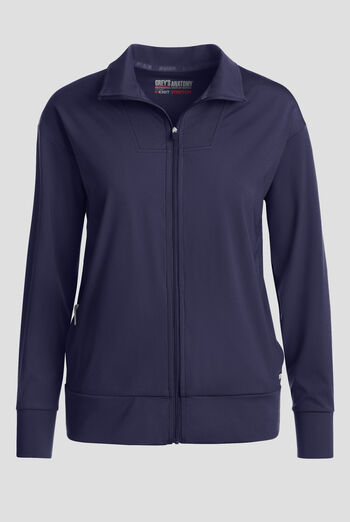 Grey's Anatomy by Barco Knit STRETCH Ease Warm Up Women's 4-Pocket Zip Front Scrub Jacket