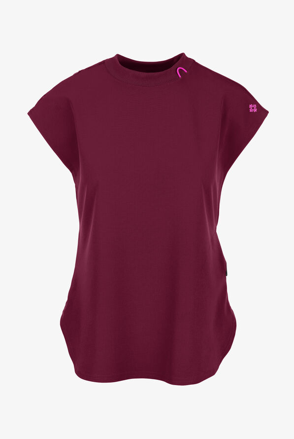 Blusa m&eacute;dica Med Couture Amp STRETCH con cuello redondo y 2 bolsillos para mujer - Wine - 1