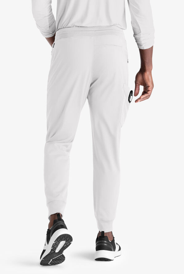 Grey's Anatomy by Barco Spandex STRETCH Murphy Men's 5-Pocket Cargo Jogger Scrub Pants - White - 3