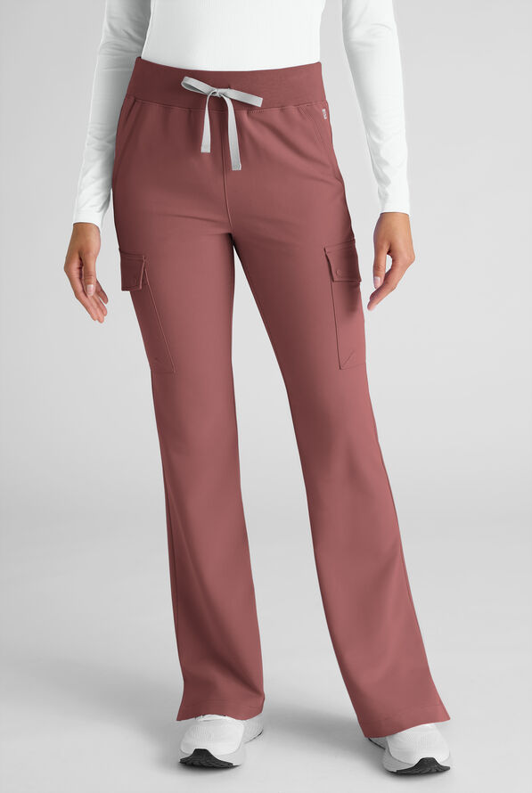 ReSurge Avon Women's 7-Pocket Flare Leg Cargo Scrub Pant - Soft Chestnut - 1