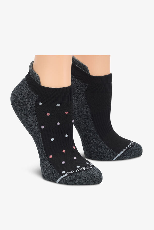 Nurse Mates Black Tri-Color Dot Women's 2-Pair Multi-Pack Anklet Socks - null - 1