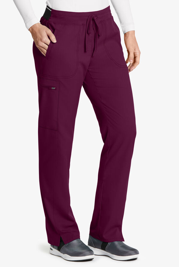 Grey's Anatomy by Barco Spandex STRETCH Kim Women's 3-Pocket Cargo Scrub Pants - Wine - 1