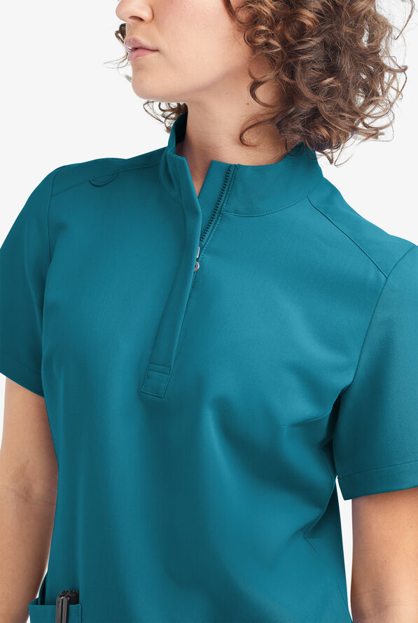 Blusa m&eacute;dica Movement by Butter-Soft con cremallera y 6 bolsillos para mujer - Caribbean Blue - 3