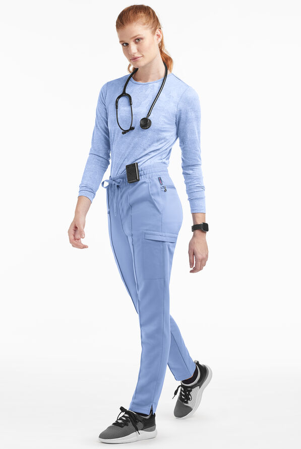 Movement by Butter-Soft Capricorn Women’s 7-Pocket Skinny Pintuck Scrub Pants - Ceil Blue - 4